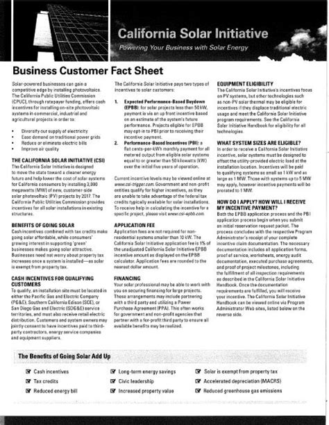 Csi Business Customer Fact Sheet