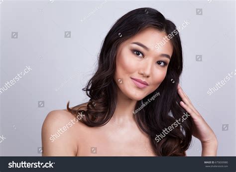 Portrait Beautiful Asian Woman Naked Shoulders Stock Photo Shutterstock