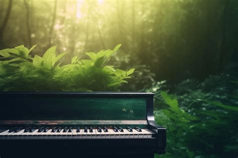 Premium Ai Image Piano In The Forest With The Sun Shining On The Screen