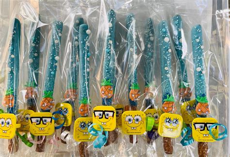 Bikini Bottom Birthday Party Favors Chocolate Dipped Etsy Spongebob