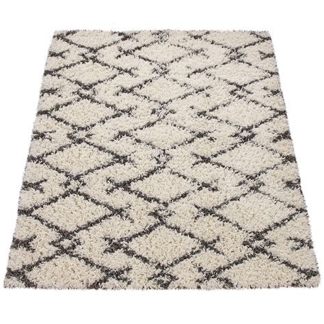 Shaggy Rug Dining Room Scandi Pattern Diamond Rug24