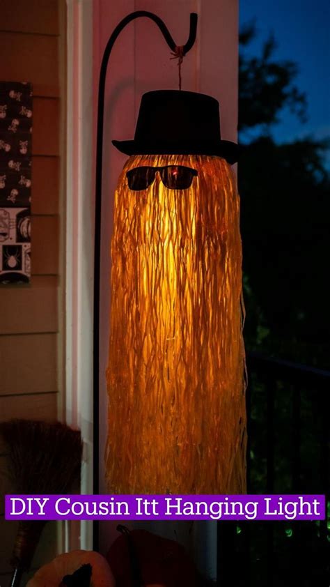 DIY Cousin Itt Hanging Light | Halloween outdoor decorations, Diy ...