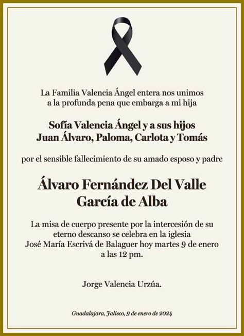 Lvaro Fern Ndez Del Valle Garc A De Alba Obituario Esquela