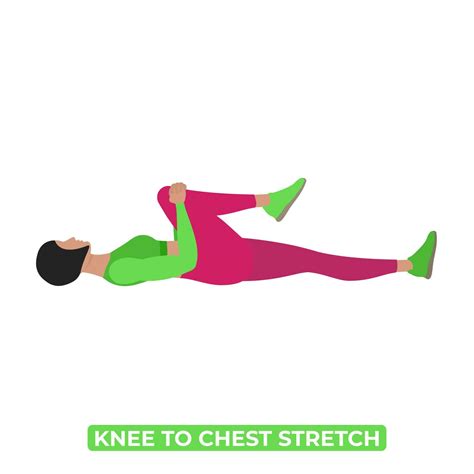 Vector Woman Doing Single Knee To Chest Stretch Lying Knee Hug An