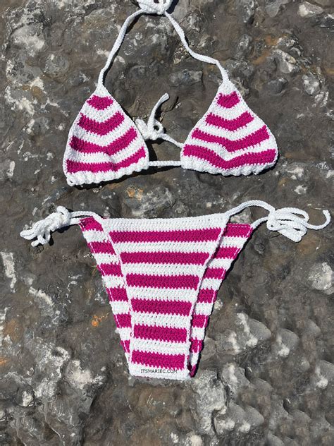 Crochet Striped Bikini Pattern Retro Crochet Bikini Top And Bottom Crochet Summer Pattern