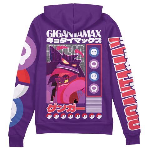 Gigantamax Gengar Pokemon Streetwear Zip Hoodie Jacket Anime Ape