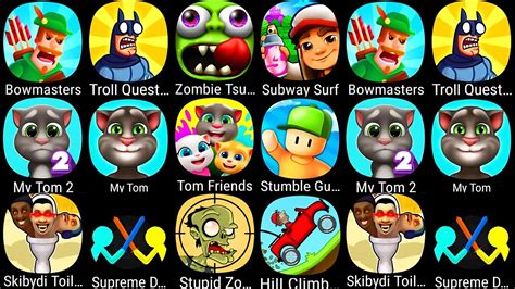 Bowmasters Troll Quest TV Show Zombie Tsunami Subway Surf My Talking