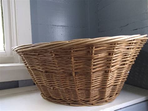 Vintage Wicker Laundry Basket Large Oval Clothes Basket Hamper