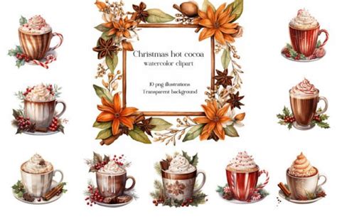 Watercolor Christmas Hot Cocoa Clipart Graphic By Thearcherdesign Creative Fabrica