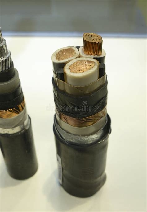 Multi Conductor Control And Power Cables Sheathed Closeup Stock Photo
