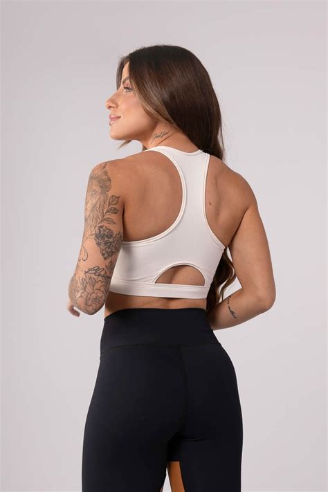 Kaisan Top Nadador Abertura Off White Marrom Nude Ref K3684 A