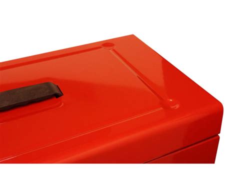 Cathedral Foolscap Portable Metal File Box Red Hord