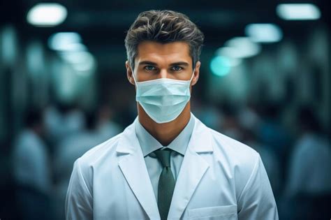 Premium Photo Portrait Of A Handsome Male Doctor In Medical Clothes