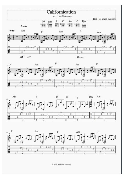Red Hot Chilli Peppers Californication TAB By Leo Mamedov