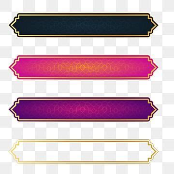 Three Different Colored Banners With Gold And Black Borders Which Are