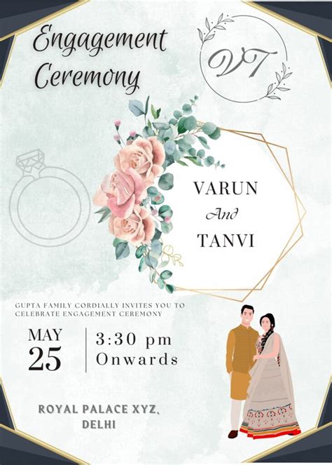 Ring Ceremony Invitation Card Engagement Invitation