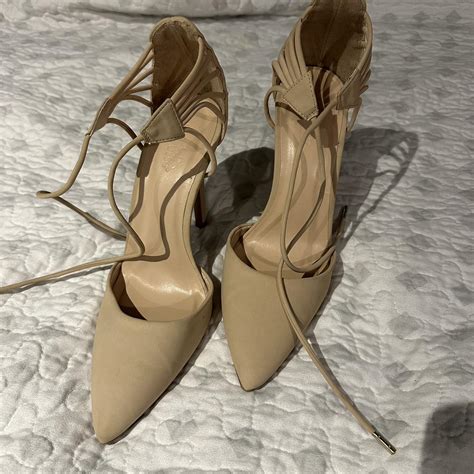 Nude Lace Up Heels Size Never Worn Depop