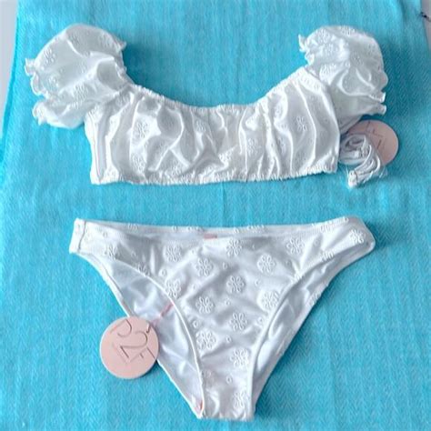 P2F Swim Nwt 96 P2f Power 2 The Flower White Eyelet Bikini M Poshmark