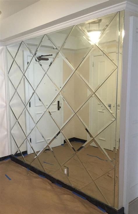 Custom Beveled Diamond Shape Mirror Wall