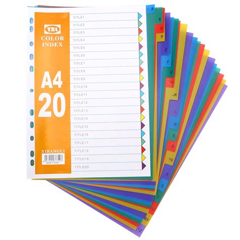 Buy Kalione 20 Pack Binder Dividers A4 Blank Tab Dividers With 11