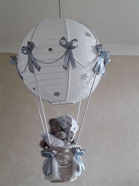 Starry Night Hot Air Balloon Lamp Shade In Blue Silver Baby Nursery Decoration