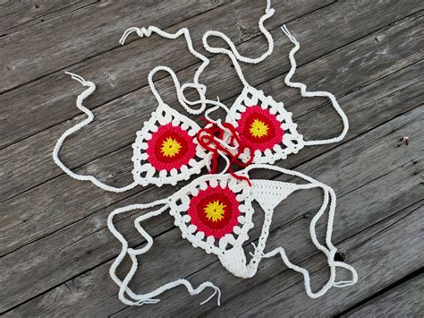 Hand Women Crochet Bikini Set Sexy Swimsuit Sexy Beach Bikini Etsy