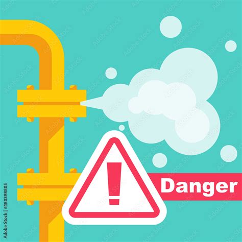 Gas Leak Breakdown Pipelines Danger Concept Warning Template Vector