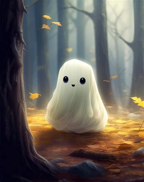 Premium Ai Image Photo Of Cute Ghost In The Forest