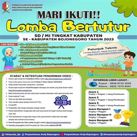 Cara Daftar Lomba Bertutur Bagi Siswa Tingkat SD MI Di Bojonegoro Cek