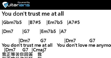 范晓萱 You Dont Trust Me At All 結他譜 Chord譜 吉他譜