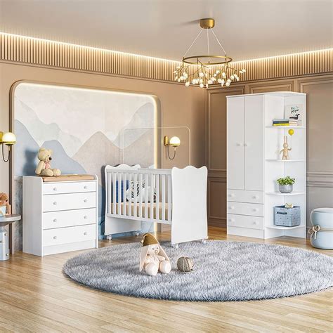 Kit Berço E Guarda Roupa - Kit Berço, Guarda Roupa Infantil 2 Portas 3 Gavetas com Cantoneira e ...