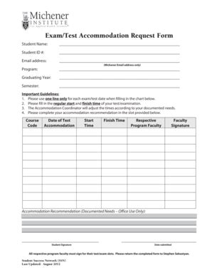 Fillable Online Exam And Test Accomodation Request Form Fax Email Print