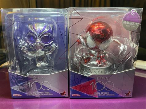 Disney 100 Disney100 Hot Toys Cosbaby Iron Spider Black Panther Platinum Color Version Limited