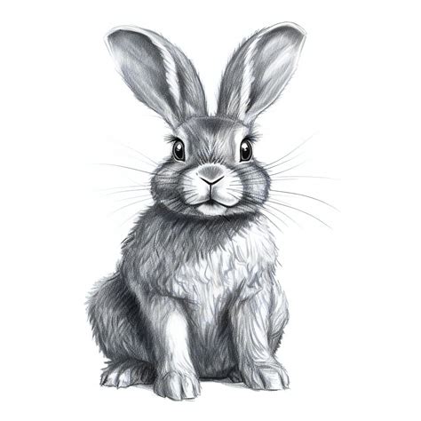 Premium Photo | Rabbit sketch Hand drawn illustration of bunny on white background