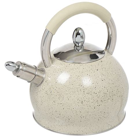 Чайник из нержавеющей стали Катунь Белый мрамор КТ-114C, со свистком, 3 ...