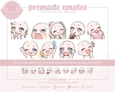 DIY Twitch Emote Kawaii Aesthetic Streamer Custom Art Etsy