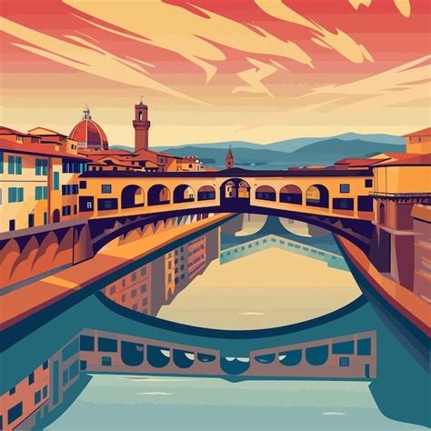 Premium Vector Bridgeinflorencepontevecchioovertheriver