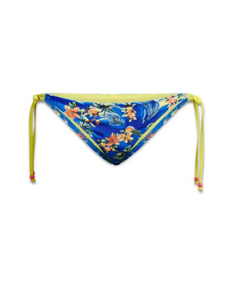 Womens Tie Side Cheeky Bikini Briefs In Blue Dolphin Ocean Superdry Uk