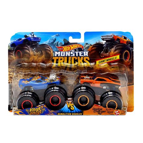 Buy Hot Wheels Monster Trucks Demolition Doubles Giant Wheels Rodger Dodger Vs Dodge Charger R T