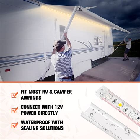 Welluck Rv Led Camper Awning Lights V Ft M Dimmable Remote