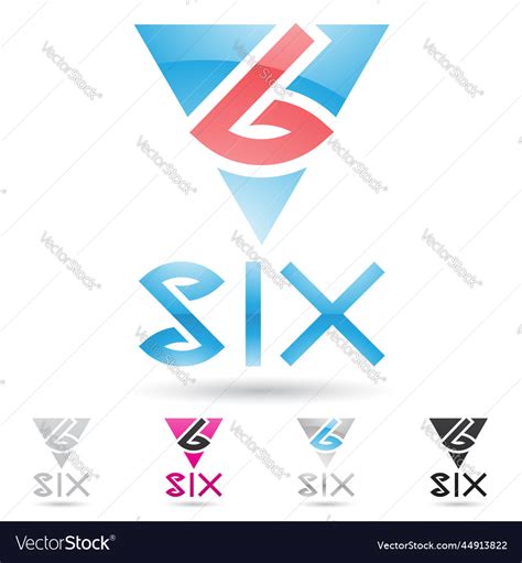 Red and blue abstract logo icon of number 6 over Vector Image