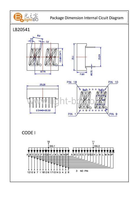 14 Segment & 16 Segment Alphanumeric LED Display Package Dimensions and ...