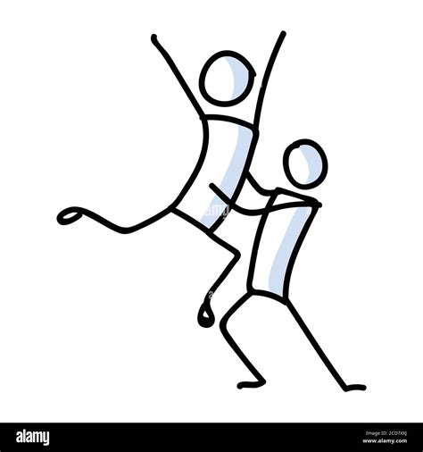 Dessin La Main Gay Hommes Levage Stickman Ballet Danseur Concept Contour Simple Deux M Les