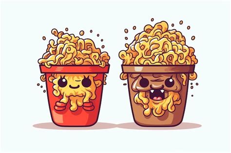 Premium Photo 2 Minimal Instant Noodle Cup Set Cartoon Style