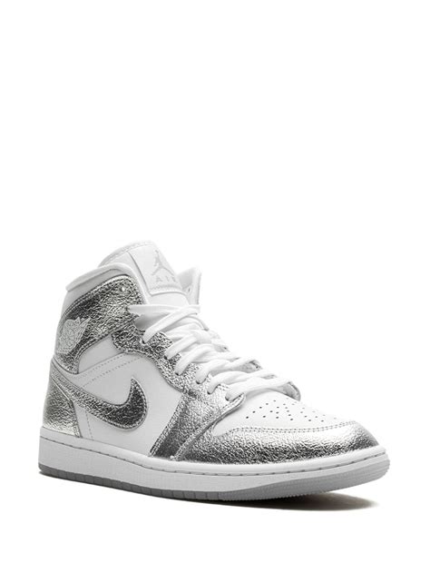 Jordan Air Jordan 1 Mid Se Metallic Silver Sneakers White Farfetch Uk