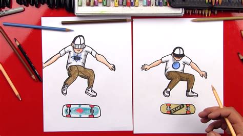 How To Draw A Skateboarder Doing A Kickflip Art For Kids Hub