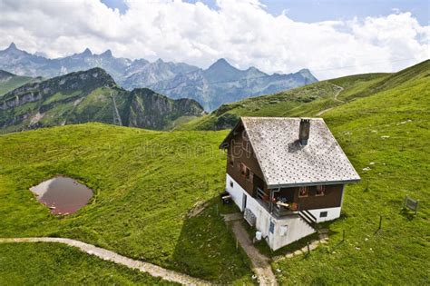 Swiss Mountain House Stock Photo Image Of Field Flowers 6016520
