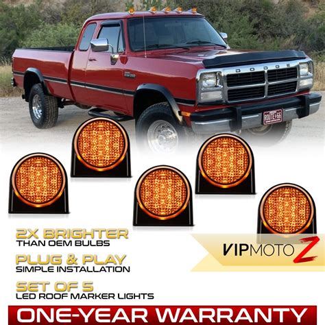 84 93 D150 D250 D350 W150 W250 W350 Amber Led Roof Clearance Lights Lac Rof 5pc Dowd84 Am Sm