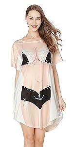 Amazon Bellady Women S Bikini Print Funny T Shirt Short Sleeve Loose Swimwear Cover Up Cute