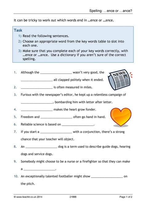 Spelling worksheet